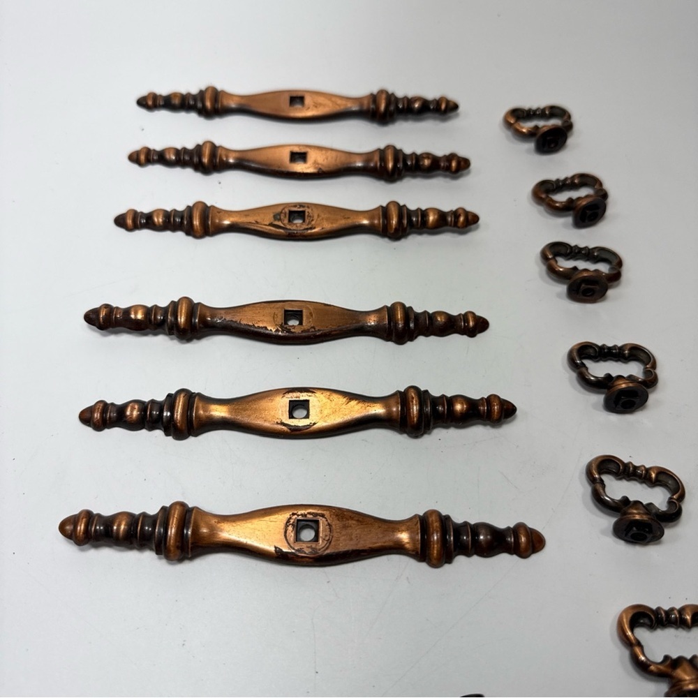 Vtg 1968 Amerock copper 6 Drawer Pull Set 5.5”